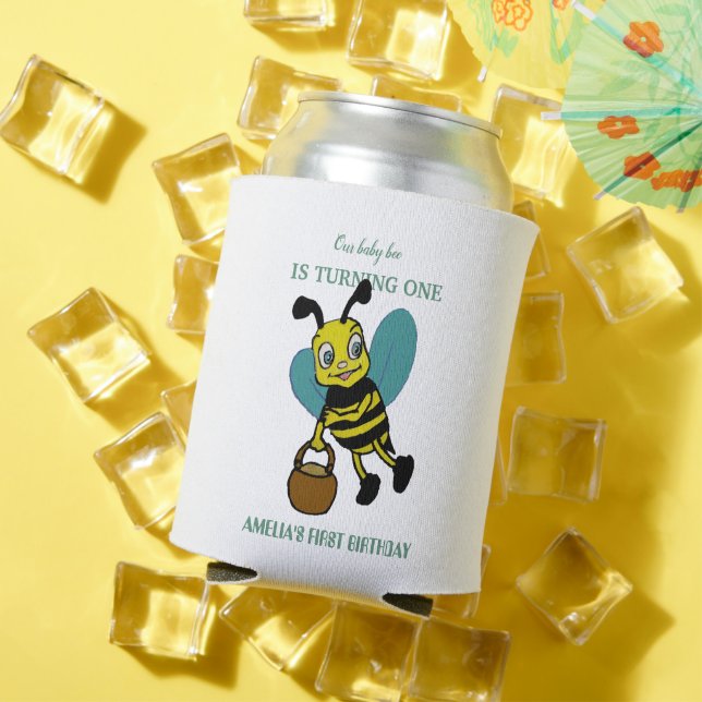 Porta-lata Festa personalizada de primeiro aniversario do pri (Verão in situ)