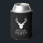 Porta-lata Festa Personalizada do Black and White Stag<br><div class="desc">Os resfriadores personalizáveis preto e branco podem apresentar tipografia clássica com ícone de stag. Perfeito como presente personalizado e favores para festas de escadas e despedidas.</div>
