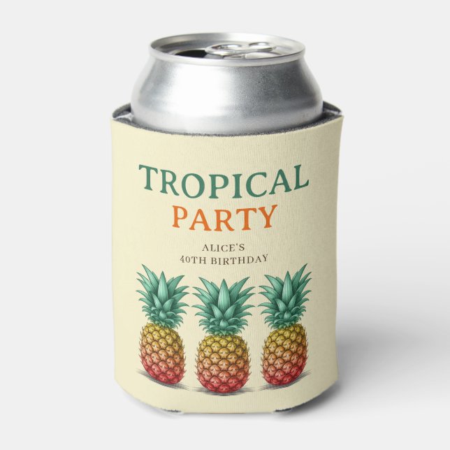 Porta-lata Festa tropical com abacaxi (Can Front)