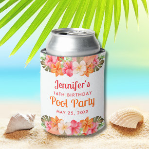 Porta-lata Festa Tropical de Flores na Piscina