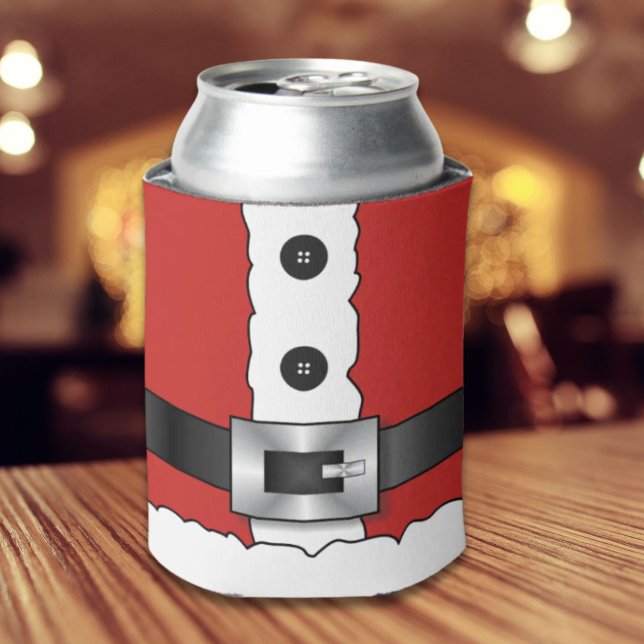 Porta-lata Festivo Retro natal terno vermelho Papai Noel (Festive Retro christmas red suit Santa Claus Can Cooler)