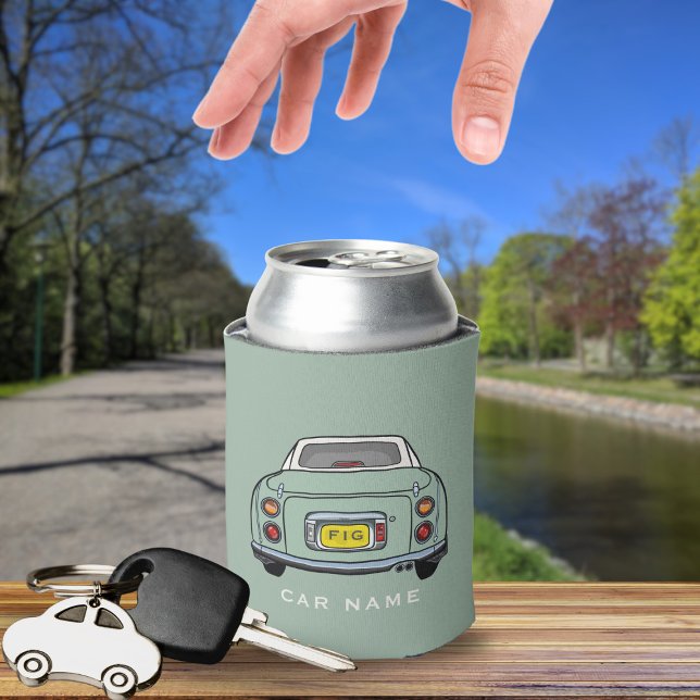 Porta-lata Figuras Emerald Green Figaro Name Can Cooler (Add your initials and figaro car name. Perfect can cooler for the emerald green figaro owner)