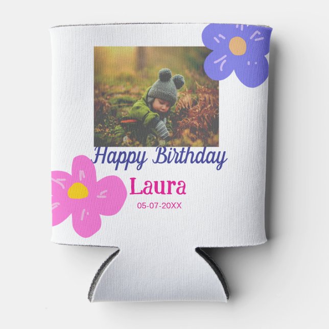 Porta-lata Filhos bebês primeiro aniversario adicionar nome d (Frente)