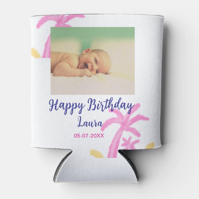 Porta-lata Filhos bebês primeiro aniversario adicionar nome d (Frente)