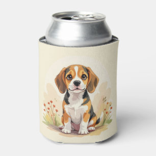 Porta-lata Filhote de Beagle Tricolor Preto, Marrom e Branco