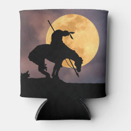 Porta-lata Fim da silhueta de trilha com lua cheia