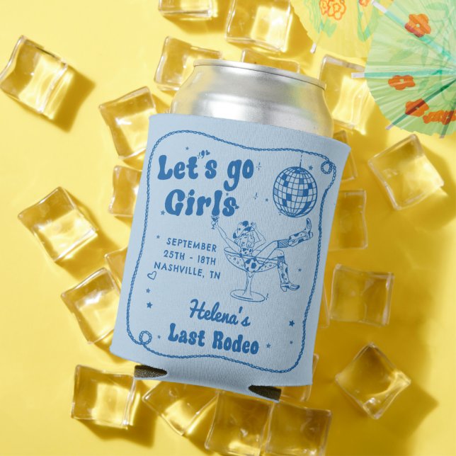 Porta-lata Fim de semana da Bachelorette Rodeo de Disco Azul (Verão in situ)