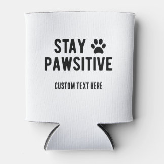 Porta-lata Fique Pawsitivo Nome Personalizado Branco