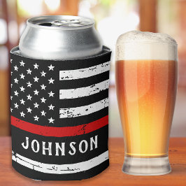 Porta-lata Firefighter Flag Personalized Thin Red Line