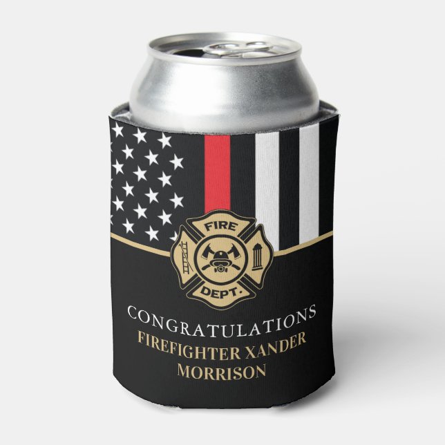 Porta-lata Firefighter Retirement Fire Department Party (Can Front)