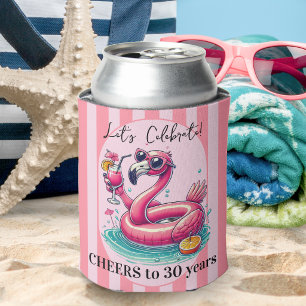 Porta-lata Fitas Rosa Flamingo Festa de Aniversário de Verão