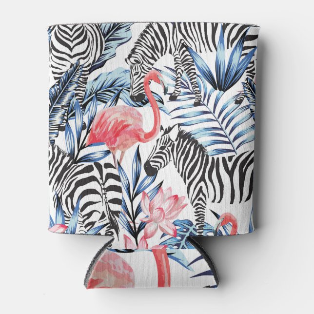 Porta-lata Fláir Tropical: Paraíso Flamingo Zebra (Frente)