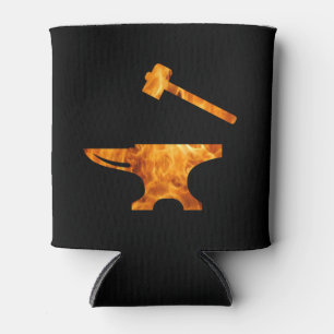 Porta-lata Flaming Anvil & Hammer Blacksmith Metalworking