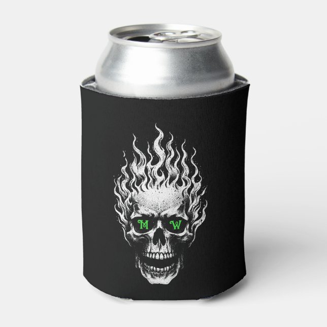 Porta-lata Flaming Skull Personalized (Can Front)