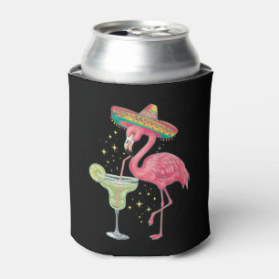 Porta-lata Flamingo Bebendo Margarita Engraçado Poncho Mexica