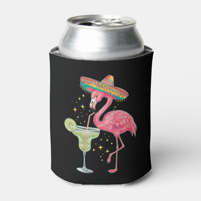 Porta-lata Flamingo Bebendo Margarita Engraçado Poncho Mexica (Can Front)