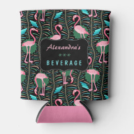 Porta-lata Flamingo Birds 20s Deco Ferns Padrão Preto