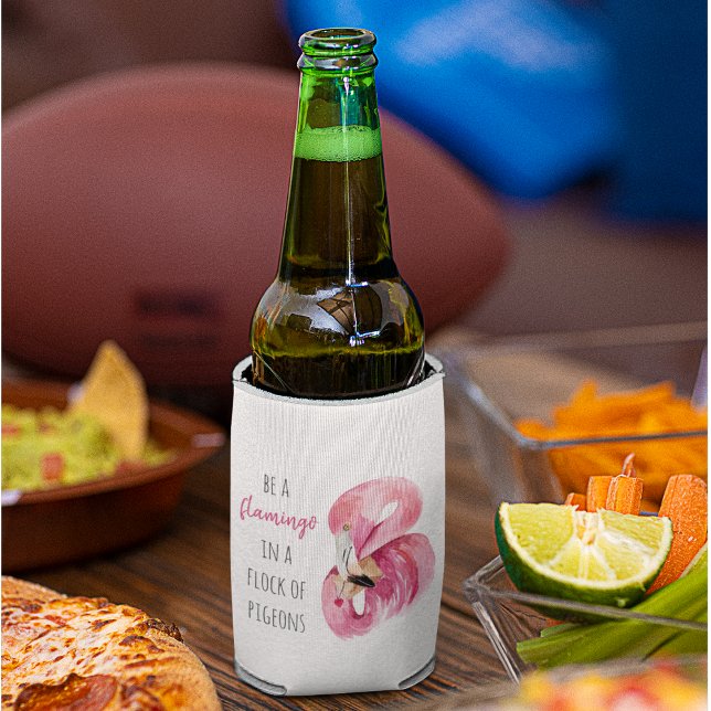 Porta-lata Flamingo, Cor de Água Rosa Moderna, Com Citação (Criador carregado)