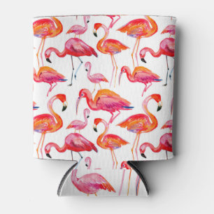 Porta-lata Flamingo cor-de-rosa, design de padrão uniforme.