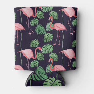 Porta-lata Flamingo Dark: Pequeno Padrão de Aquarela.