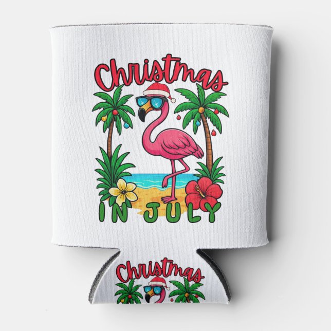 Porta-lata Flamingo de Natal em Julho (Frente)