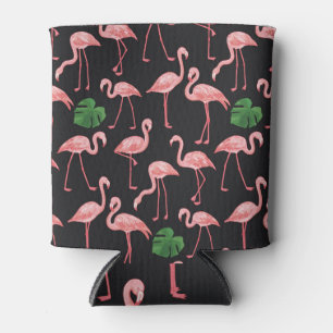 Porta-lata Flamingo Elegance: Fusão de Monstera Vintage.