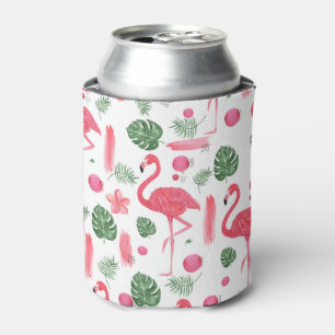Porta-lata Flamingo elegante tropical da aguarela cor-de-rosa