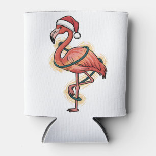 Porta-lata Flamingo Envolto Em Luz De Natal Passaro Rosa