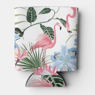 Porta-lata Flamingo Exótico Flores Tropicais Sem Costura