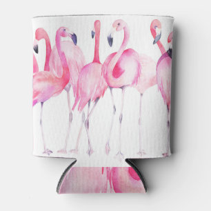Porta-lata Flamingo Exótico: Impressão de Aquarela de Verão