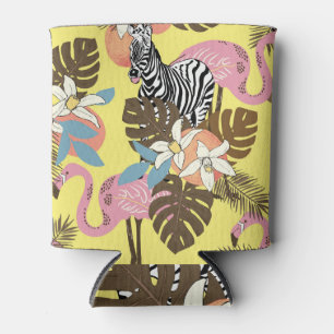 Porta-lata Flamingo Jungle: Padrão Animal Exótico.