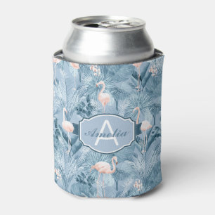 Porta-lata Flamingo Orchid Tropical Pattern Blue ID868