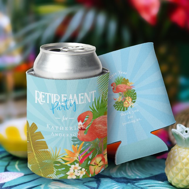 Porta-lata Flamingo Retirement Blue Can Cooler (Flamingo Retirement Blue Can Cooler)