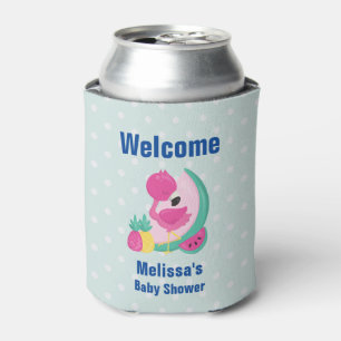 Porta-lata Flamingo rosa com melancia e abacaxi