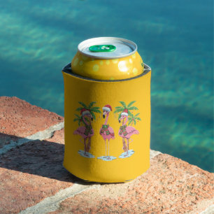 Porta-lata Flamingo Rosa Engraçado "Sonhando com um Natal Ros