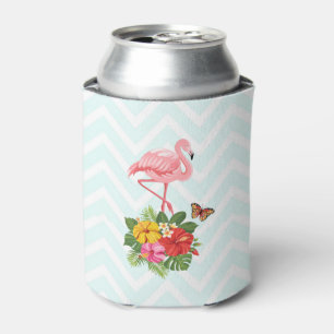 Porta-lata Flamingo Rosa & Hibisco Tropical Chique