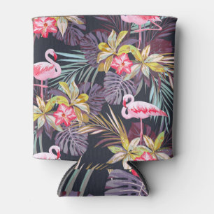 Porta-lata Flamingo Tropical: Padrão sem costura de verão