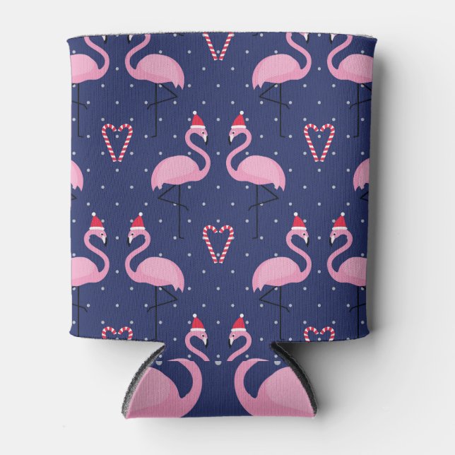 Porta-lata Flamingo Xmas Hat Candy Patterno (Frente)