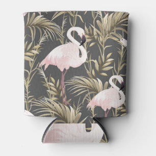 Porta-lata Flamingos & Dourados: Elegância Tropical Rosa.
