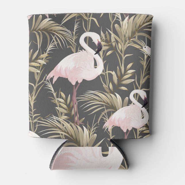 Porta-lata Flamingos & Dourados: Elegância Tropical Rosa. (Frente)