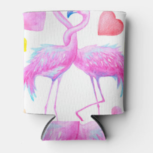 Porta-lata Flamingos Graceful: Romance com Aquarela