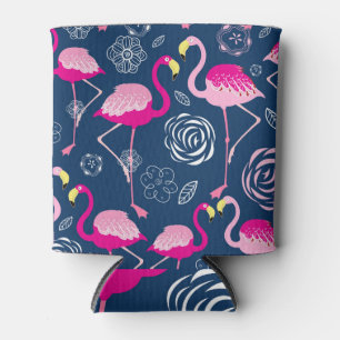 Porta-lata Flamingos Rosa: Padrão Gráfico Escuro