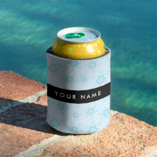 Porta-lata Flocos de neve azuis, seu nome, Personalize