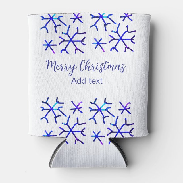 Porta-lata Flocos de neve brilhantes metálicos azuis Padrão d (Frente)