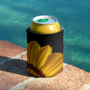 Porta-lata Flor amarela sobre fundo preto