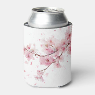 Porta-lata Flor Cerejeira Rosa Sakura Aquarela Floral Fofo