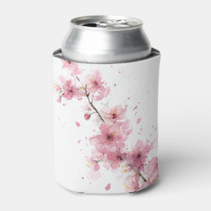 Porta-lata Flor Cerejeira Rosa Sakura Aquarela Floral Fofo