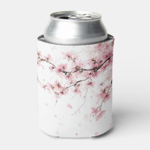 Porta-lata Flor Cerejeira Rosa Sakura Aquarela Floral Fofo