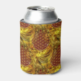 Porta-lata Flor da Vida - padrão sem costura - brilho dourado