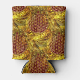 Porta-lata Flor da Vida - padrão sem costura - brilho dourado